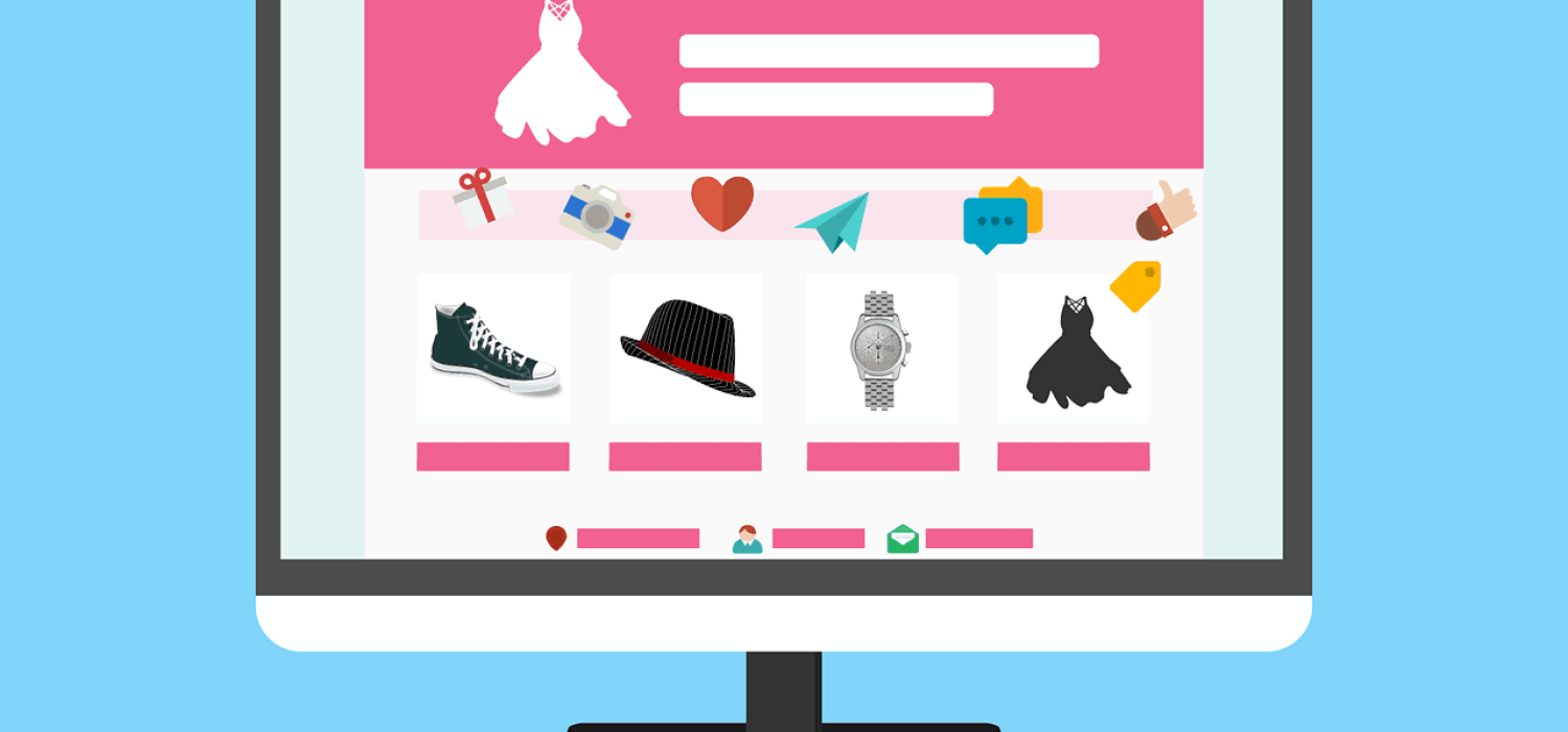 e-commerce website on a computer screen graphic